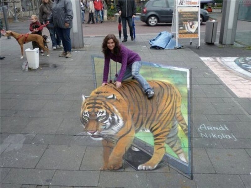 Woman on Tiger Drawing
