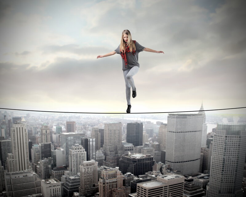 Woman on Tightrope — Gray