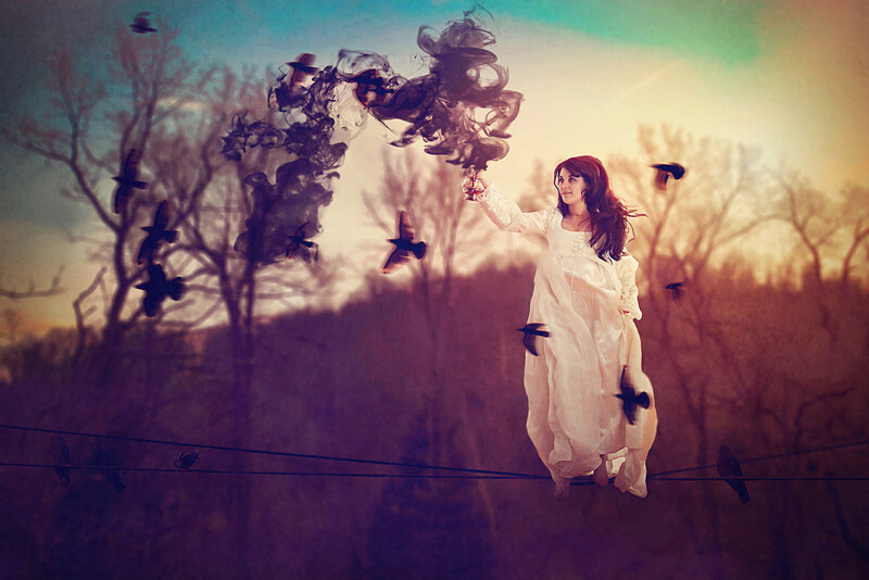 Woman on Tightrope — White