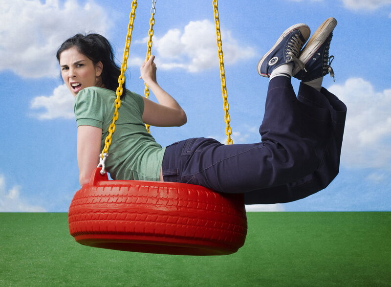 Woman on Tire Swing — Red