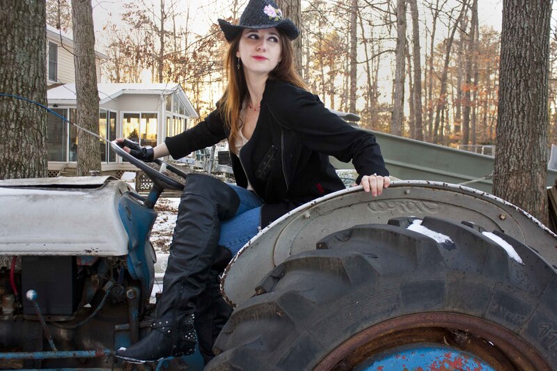 Woman on Tractor — Black