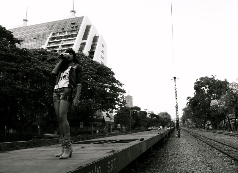 Woman on train platform