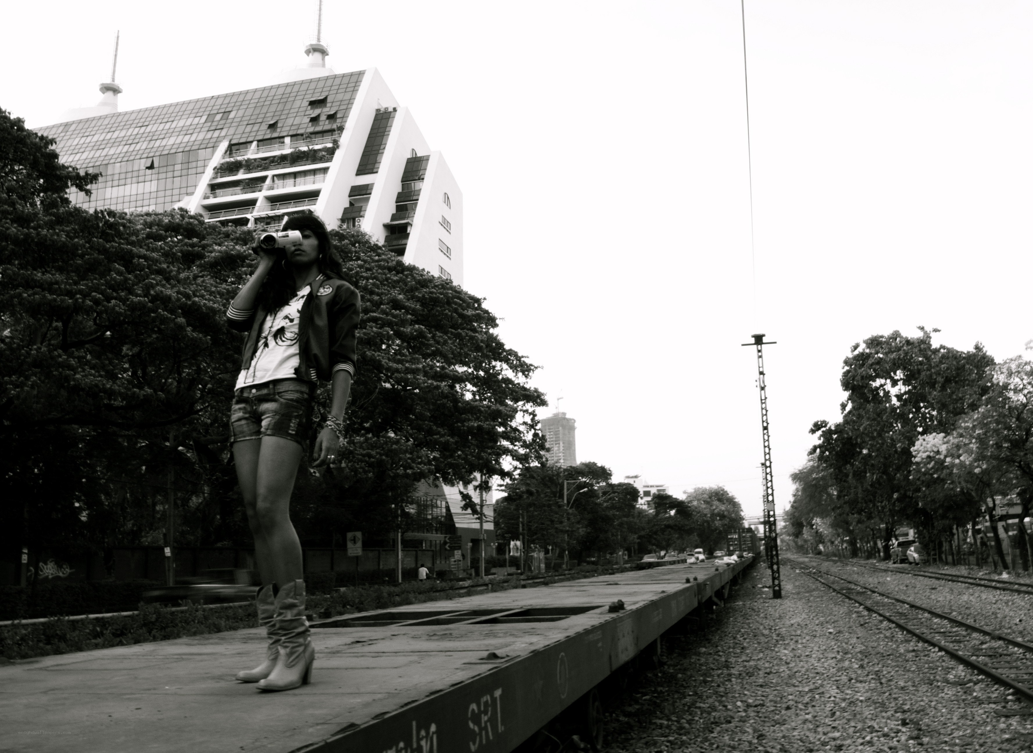 Woman on train platform