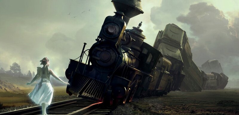 Woman on Train Tracks — Gray, Dramatic