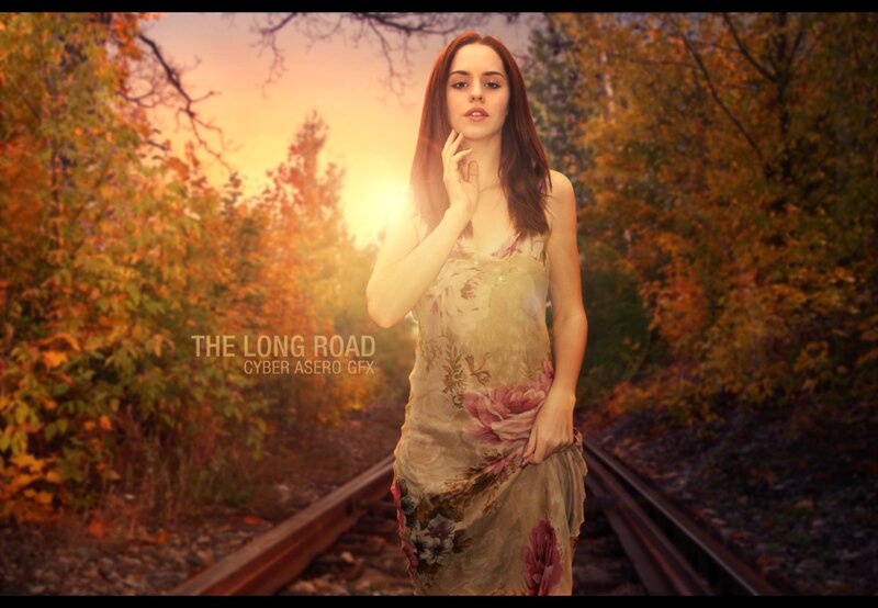 Woman on Train Tracks — Orange, Dramatic