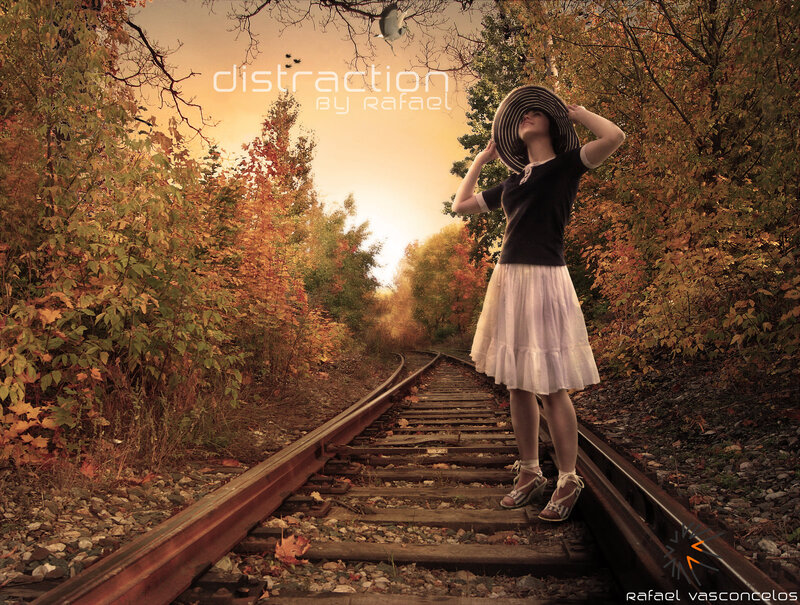 Woman on Train Tracks — Orange