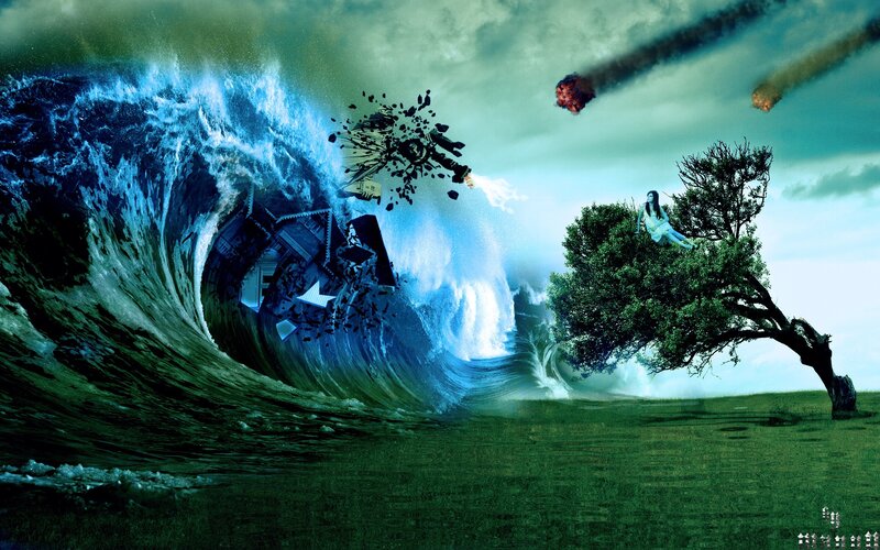 Woman on Tree During Storm