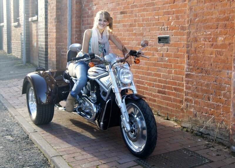 Woman on Trike Motorcycle