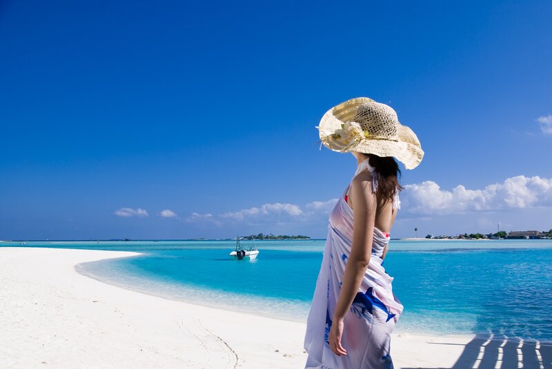 Woman on tropical beach