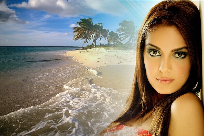 Woman on tropical beach