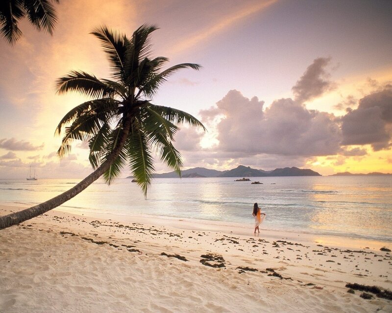 Woman on Tropical Beach — Beige, Serene