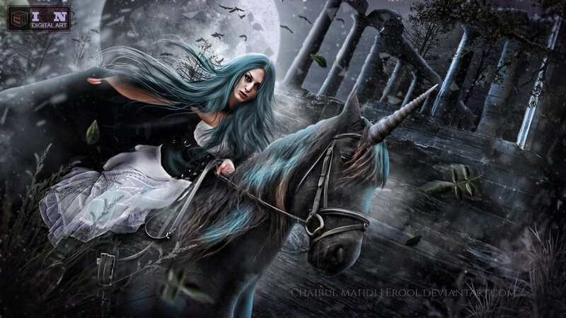 Woman on Unicorn — Blue