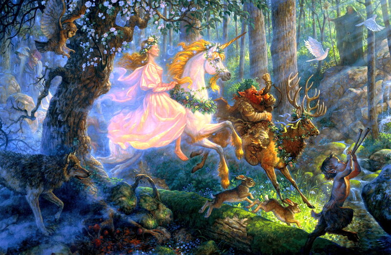 Woman on Unicorn — Green