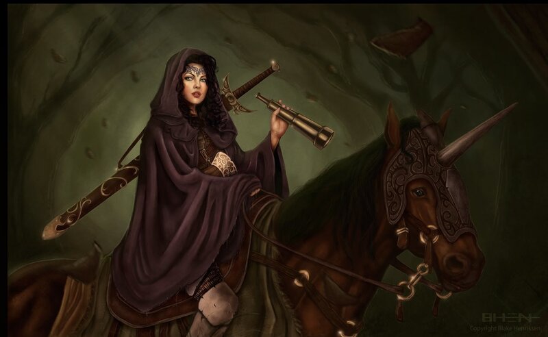 Woman on Unicorn Horse