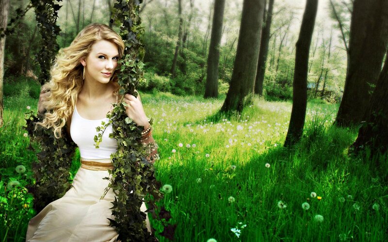Woman on Vine Swing — Green, Serene