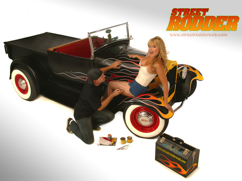 Woman on Vintage Car — Black