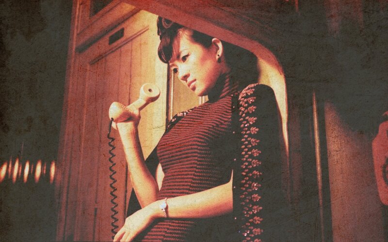 woman on vintage phone