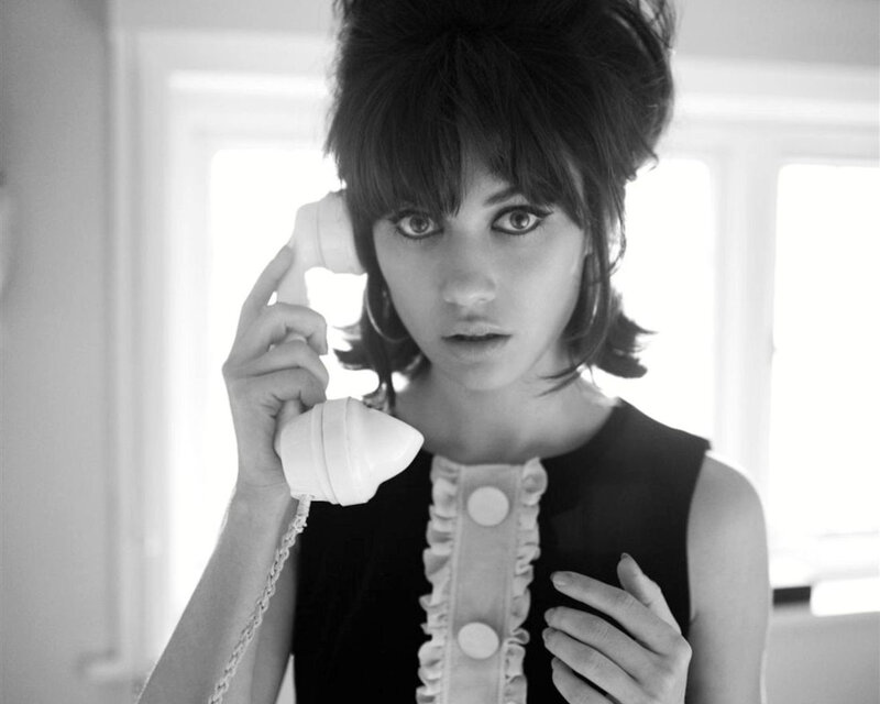woman on vintage phone