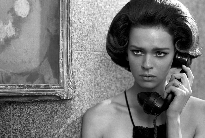 Woman on vintage phone