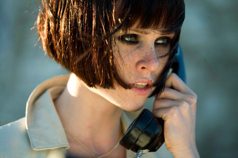 woman on vintage phone