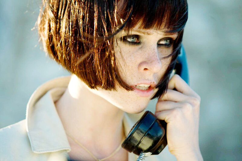 woman on vintage phone