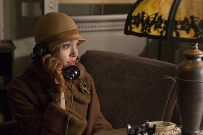 Woman on Vintage Phone — Brown