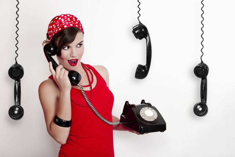 Woman on vintage phone