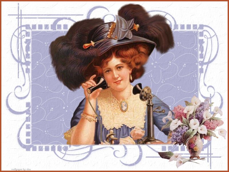 Woman on vintage telephone