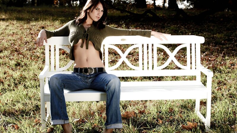 Woman on White Bench — Dramatic