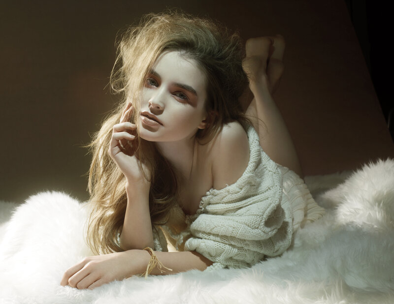 Woman on White Fur — Dramatic