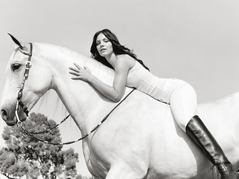 Woman on White Horse — Black, Calm