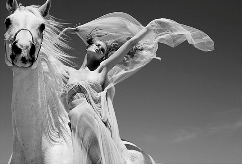 Woman on White Horse — Black