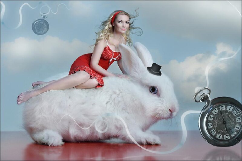 Woman on White Rabbit