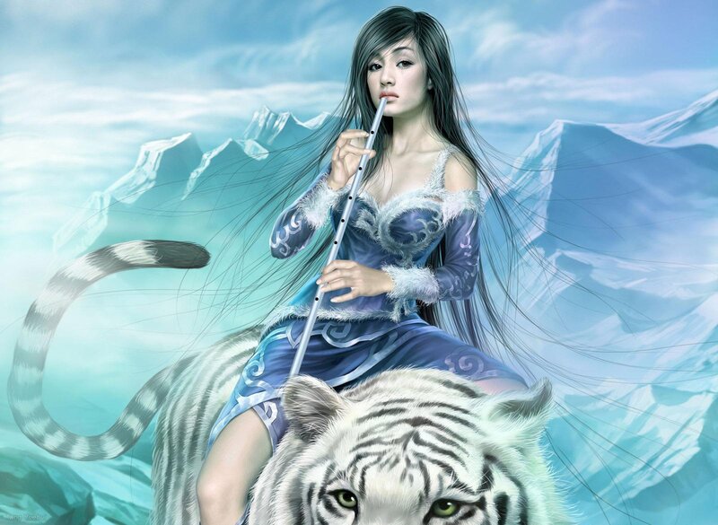 Woman on White Tiger