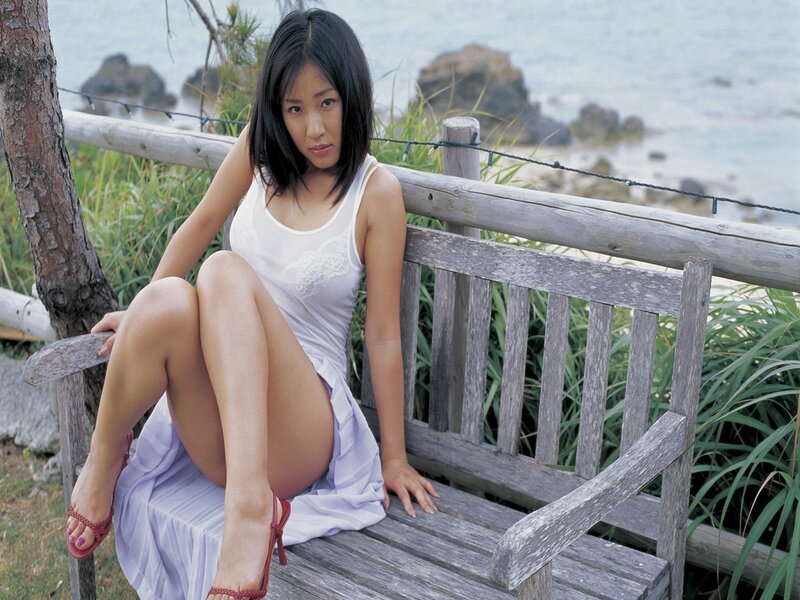 Woman on Wooden Bench — White, Calm, Afternoon, Photograph