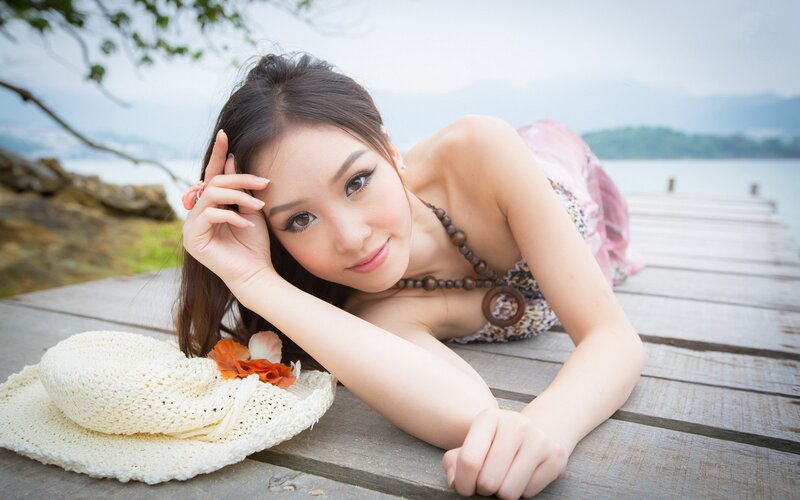 woman on wooden dock