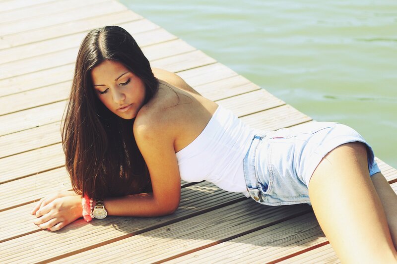 woman on wooden dock