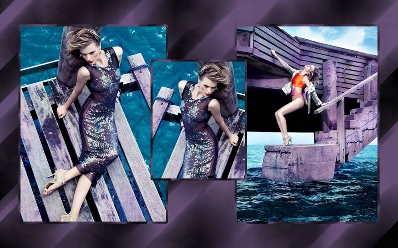 Woman on Wooden Pier — Blue, Dramatic