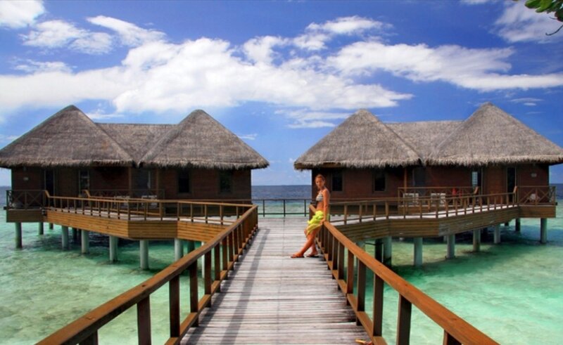 Woman on Wooden Pier — Blue