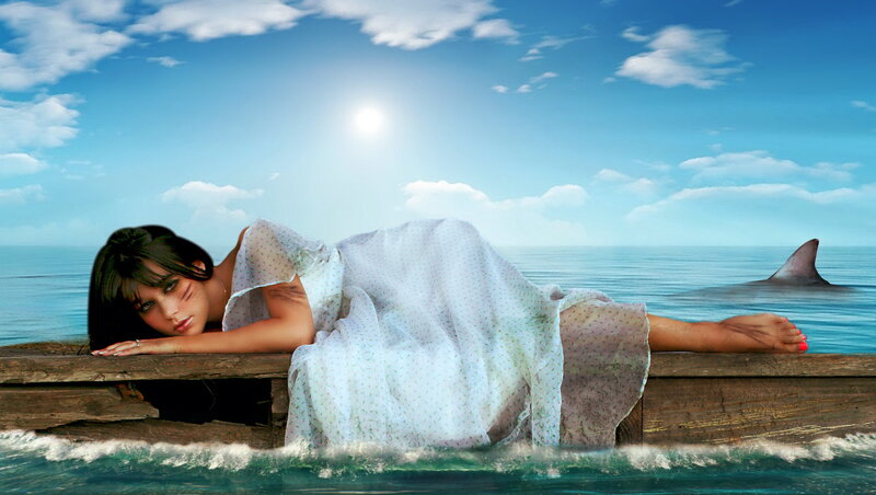 Woman on Wooden Raft