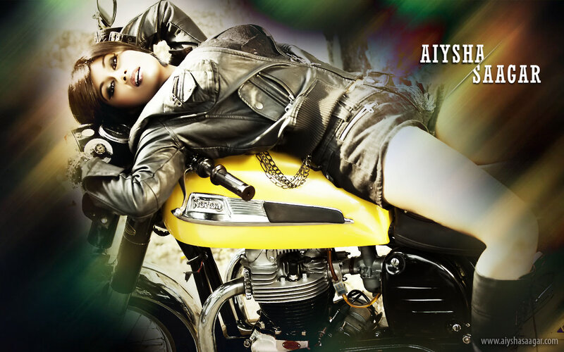 Woman on Yellow Motorcycle — Dramatic, Photograph