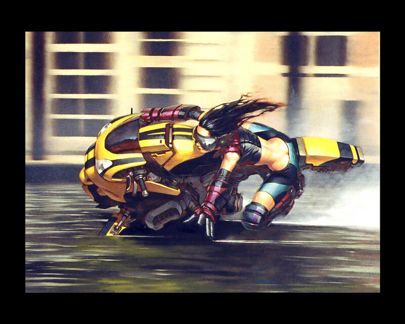 Woman on Yellow Motorcycle — Dynamic