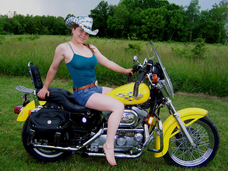 Woman on Yellow Motorcycle — Relaxed