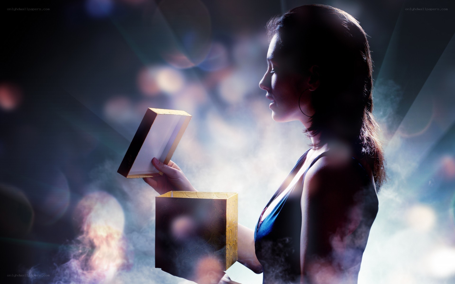 woman opening gift box