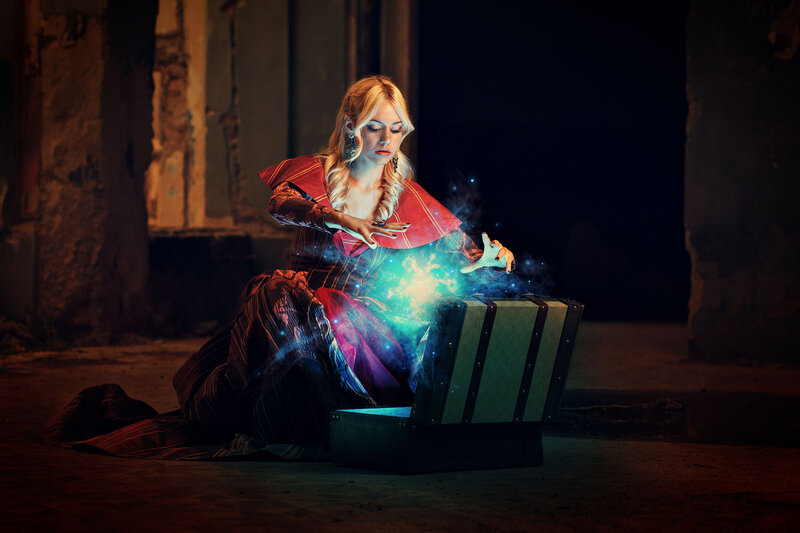 Woman Opening Magical Chest
