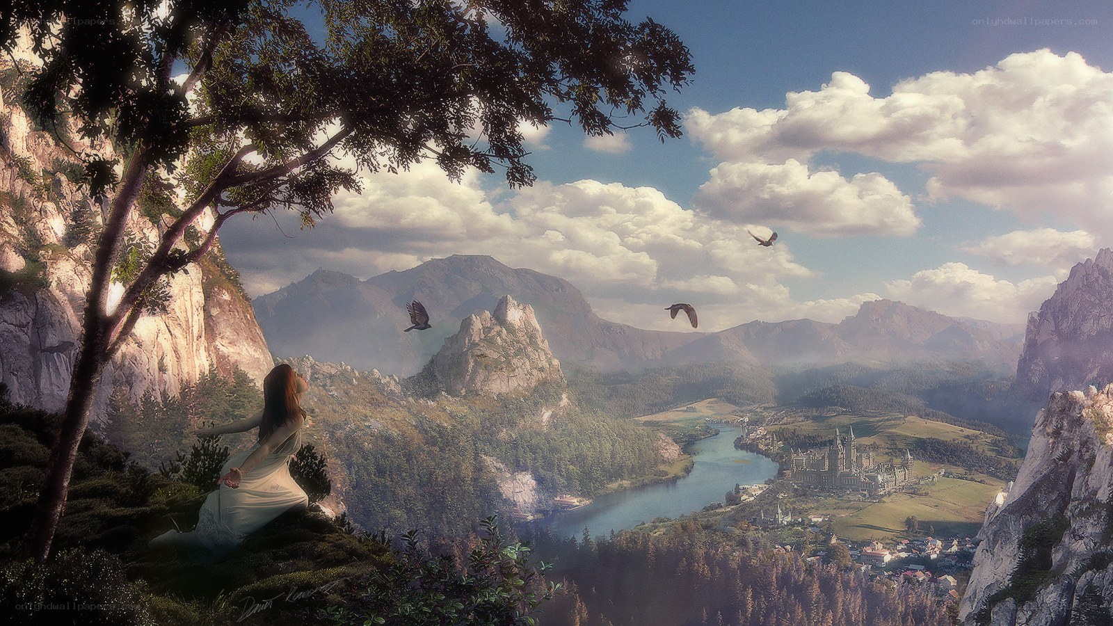 Woman overlooking a valley