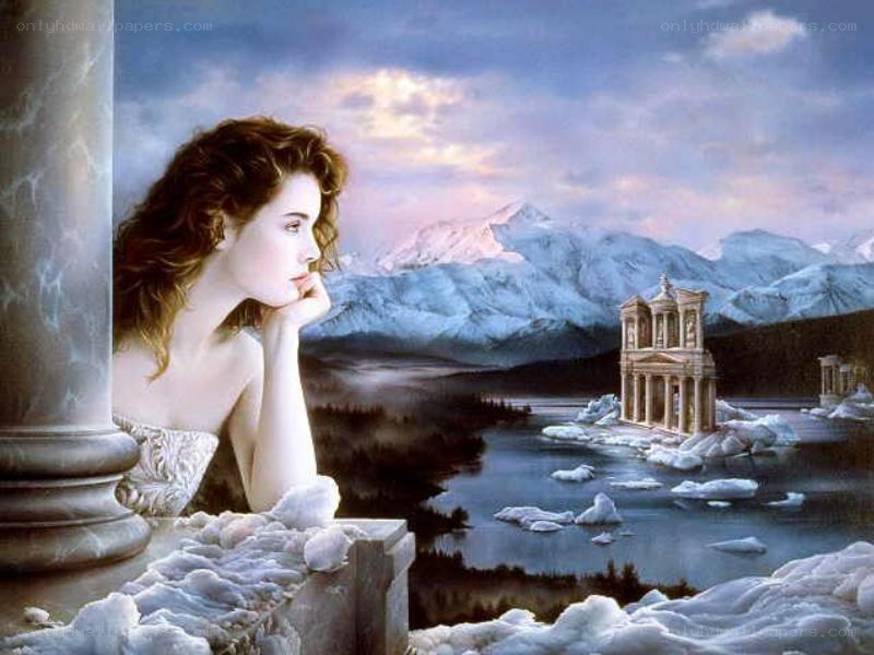 woman overlooking ancient ruins