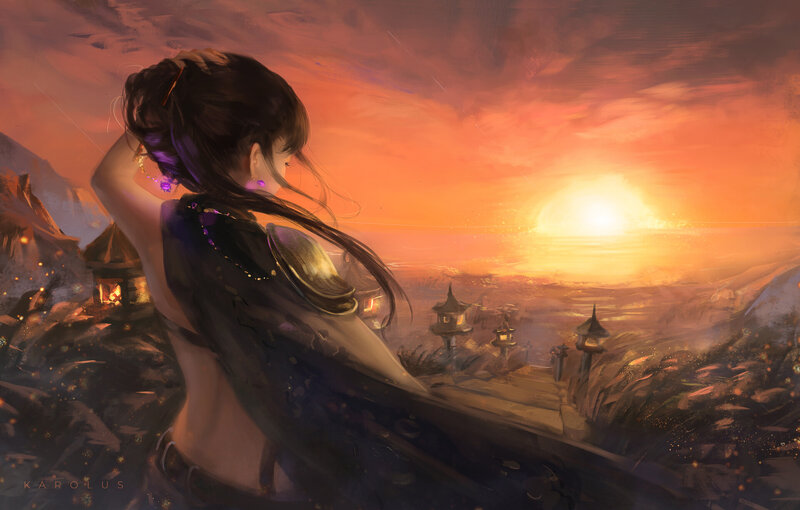 Woman Overlooking Village