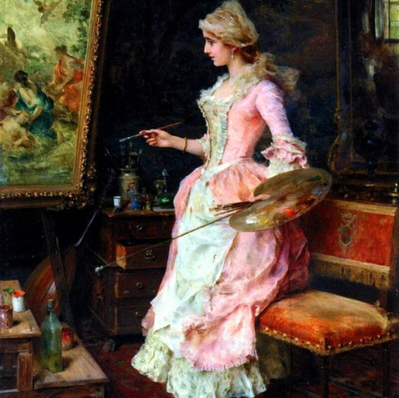 Woman Painter in Studio