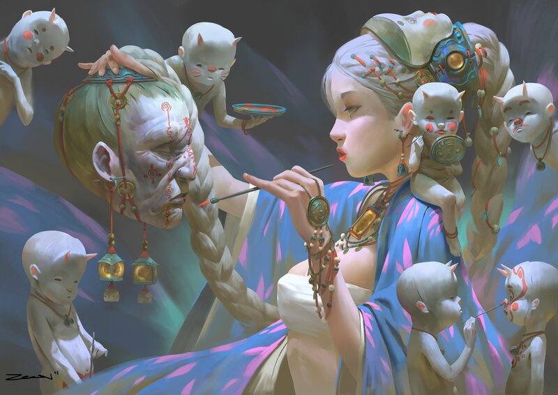 Woman Painting a Head